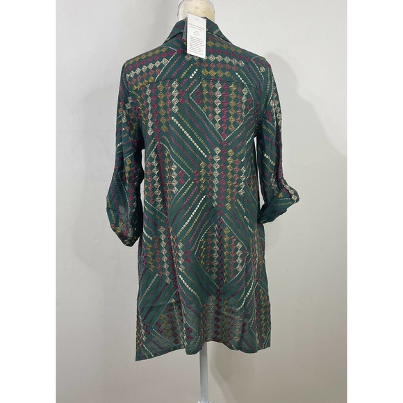 NWT Soft Surroundings Terrare Tunic Shirt Size S Green Embroidered - Picture 8 of 12